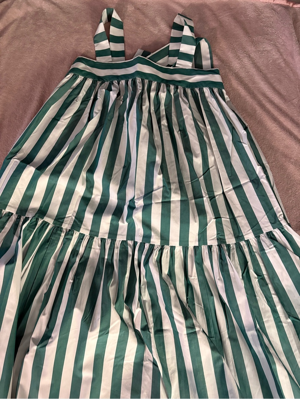 HUNTER BELL Green and White Striped Sundress